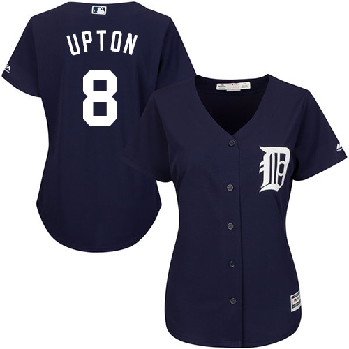 Tigers #8 Justin Upton Navy Blue Alternate Women's Stitched MLB Jersey